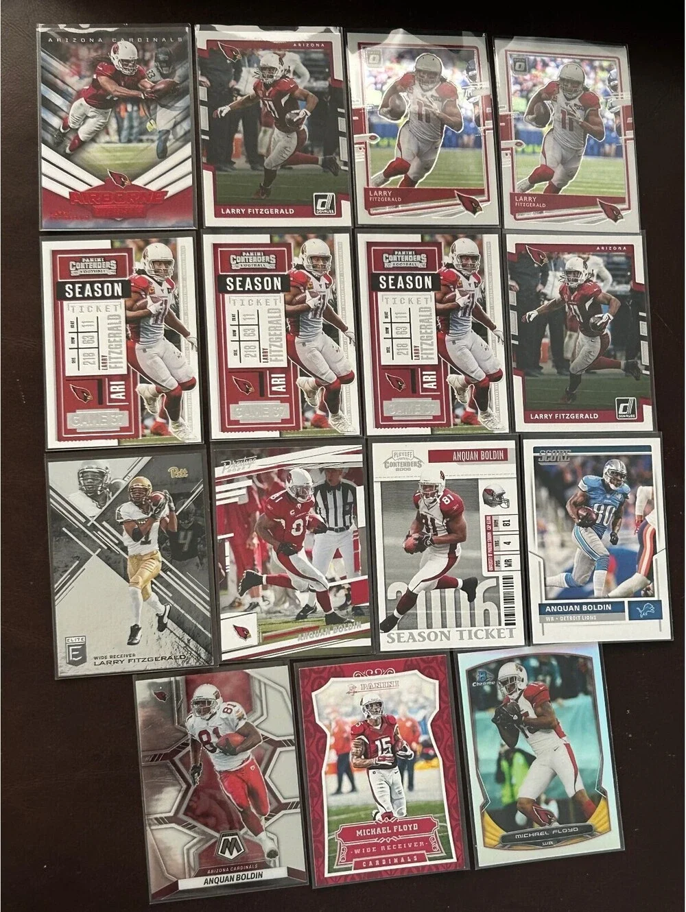 AZ Cardinals Larry Fitzgerald and Anquan Boldin Football Trading Card Collection